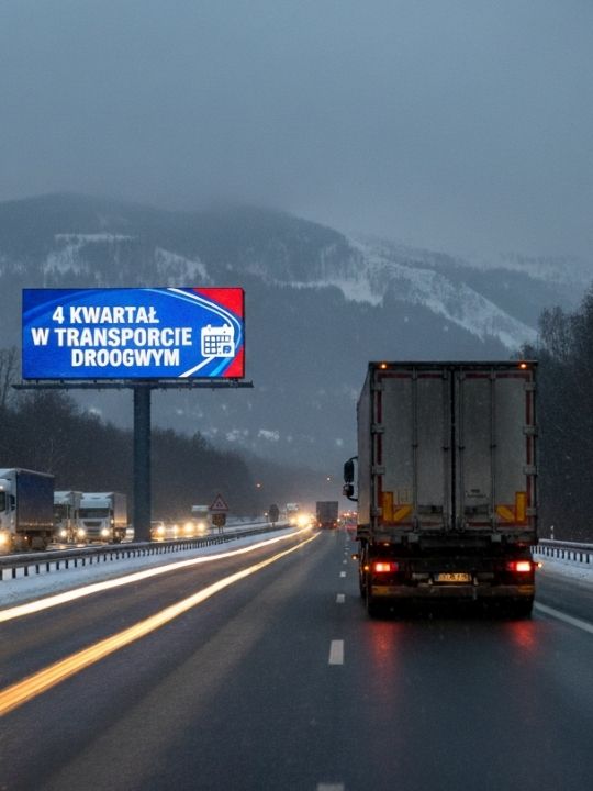 Ciężarówka na drodze zimą